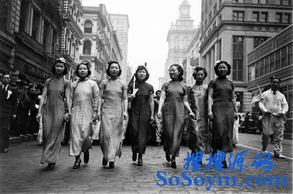 38年纽约抗战募捐活动的中国旗袍美女